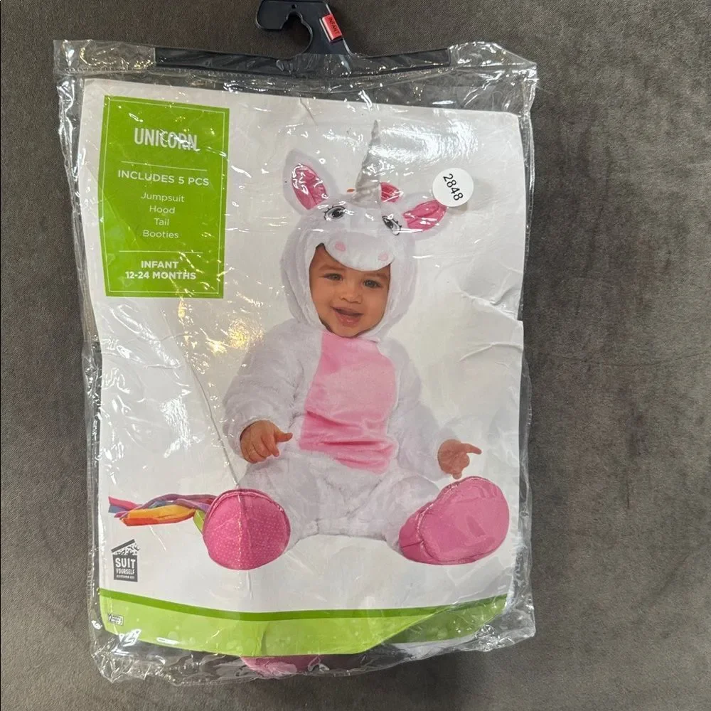 Unicorn Infant Toddler Costume Halloween White & Pink Size 12-24 Months *READ
